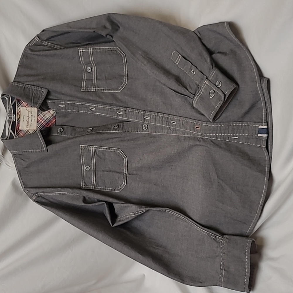 Weatherproof Vintage Shirt Men's M Blue Cotton Chambray Button Up Long Sleeve